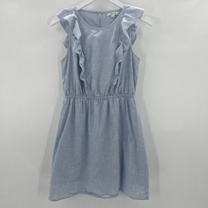 Madewell Bellflower Ruffle Dress Blue Chambray Sleeveless Women's Size 4
